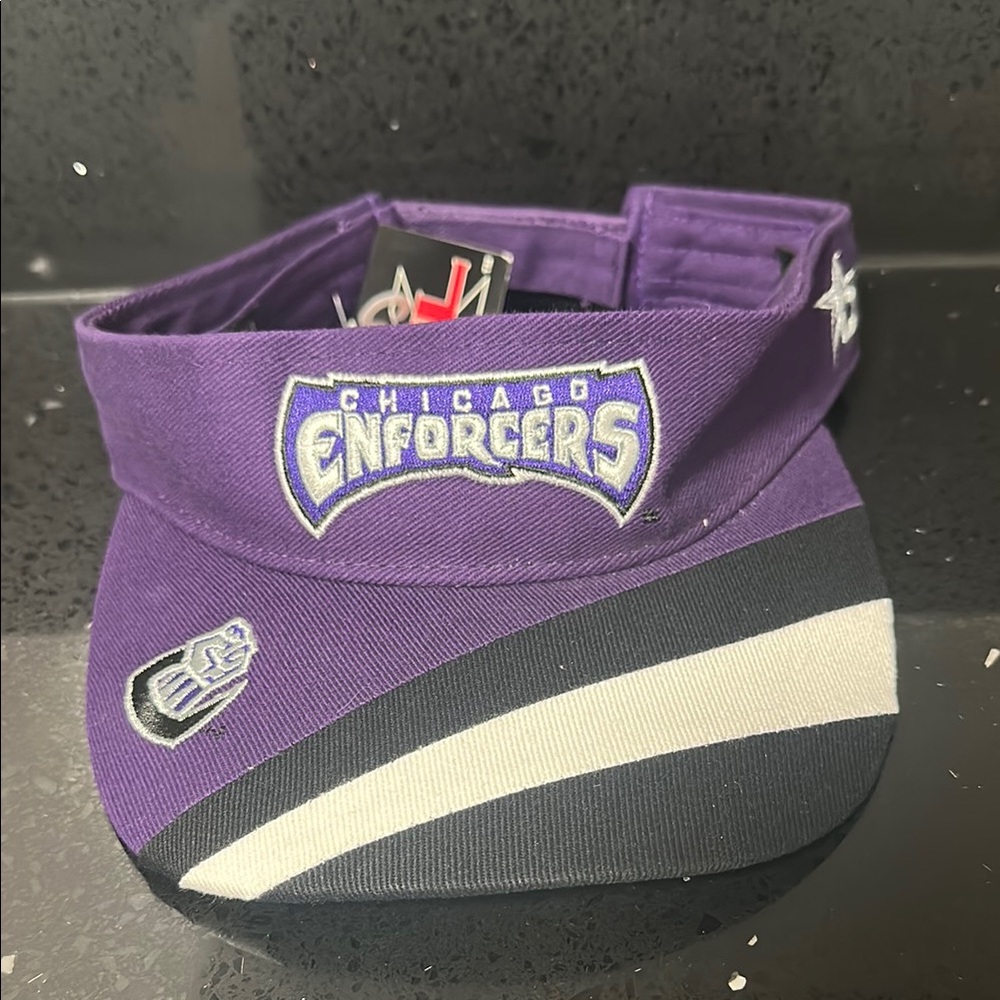 NWT VINTAGE XFL Chicago Enforcers Sun Visor Adjustable Hat Cap Men